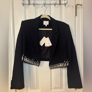 NWT Cinq a Sept Bedazzled Black Blazer | Bejeweled | Size 4 | Elegant | Timeless